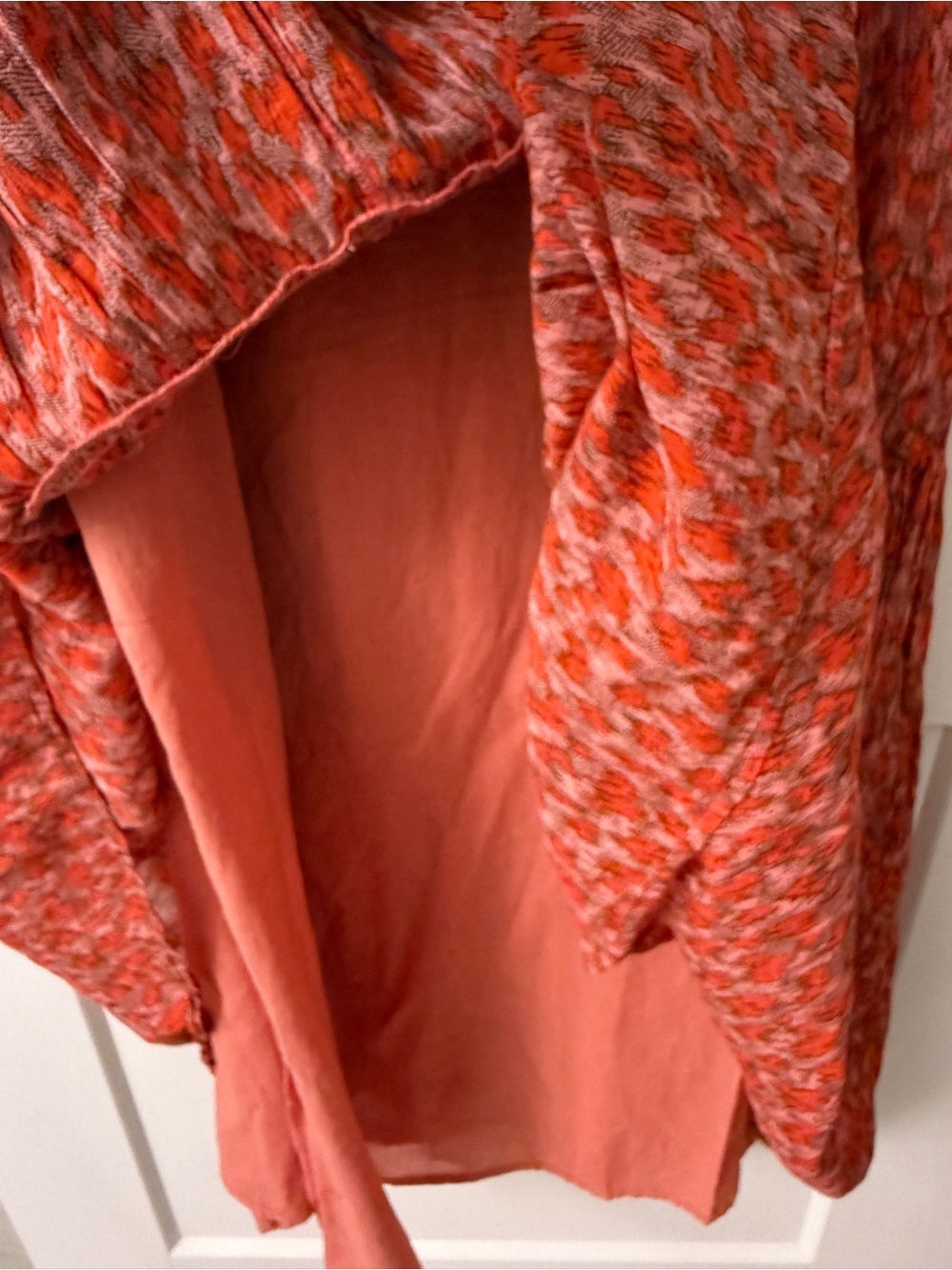 Joie Bondi Tiered Maxi Dress Red Pink Coral Ikat 100% Cotton Size Large - Picture 9 of 10